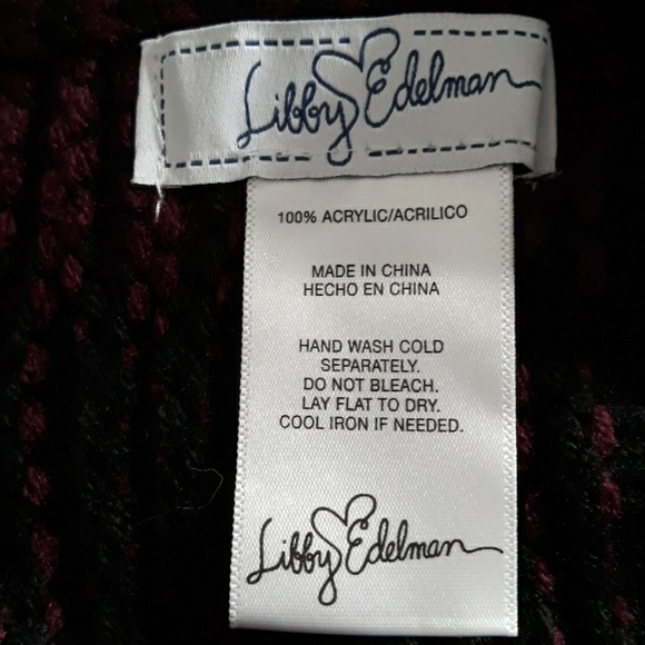 Purple and black scarf with pom pom accents - Picture 7 of 8